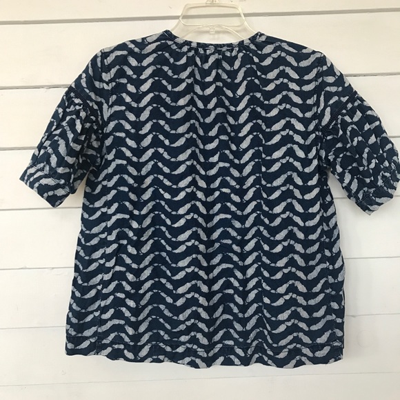 Madewell Chambray Blouse XS Blue White Spring - Picture 6 of 6